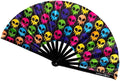 Kandies World UV Reactive Custom Festival Folding Hand Fan - Unique Designs, Made of Bamboo, Clacking Sound, Lightweight - Perfect Rave and Festival Accessory!