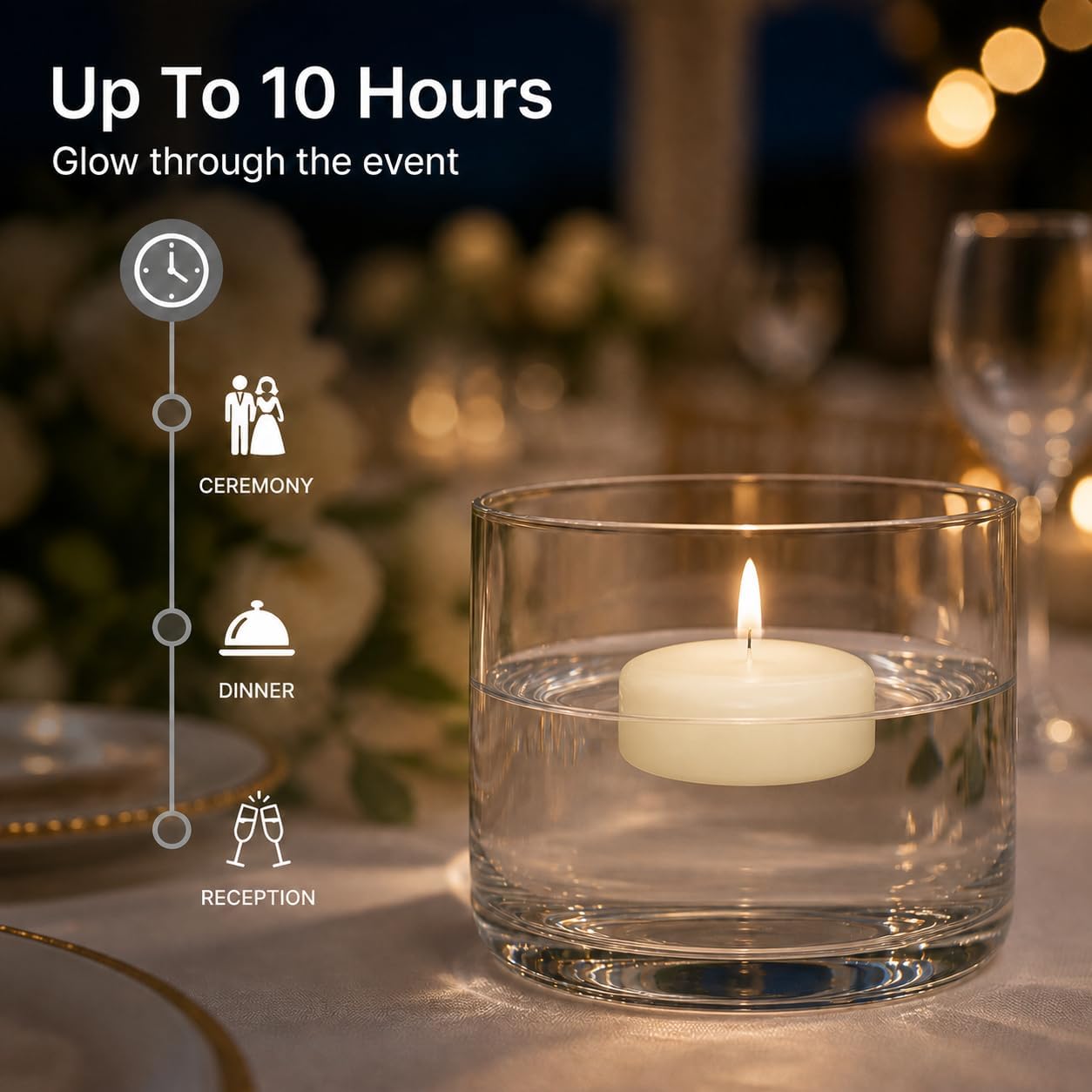 yummi Case of 18 3" Ivory Floating Candles