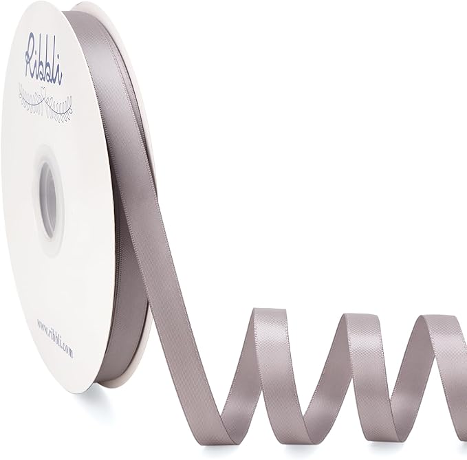 Ribbli Silver Satin Ribbon Double Faced Satin 1/2 Inch x Continuous 100 Yards-Silver Ribbon for Gift Wrapping Crafts Wedding Decoration Bows Bouquet Floral Arrangement