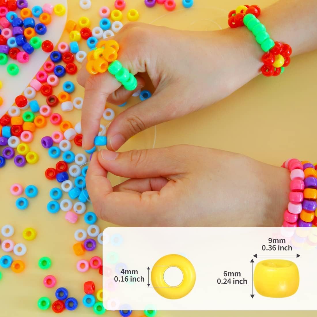IOOLEEM 8050pcs Multi-Colored Pony Beads, Beads for Crafts, Hair Beads, Beadi...