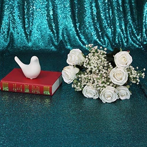 Eternal Beauty Teal Sequin Backdrop, 10x10 Ft Glitter Background Curtains for Shimmer Photography Party Wedding Birthday Back Drop Decor