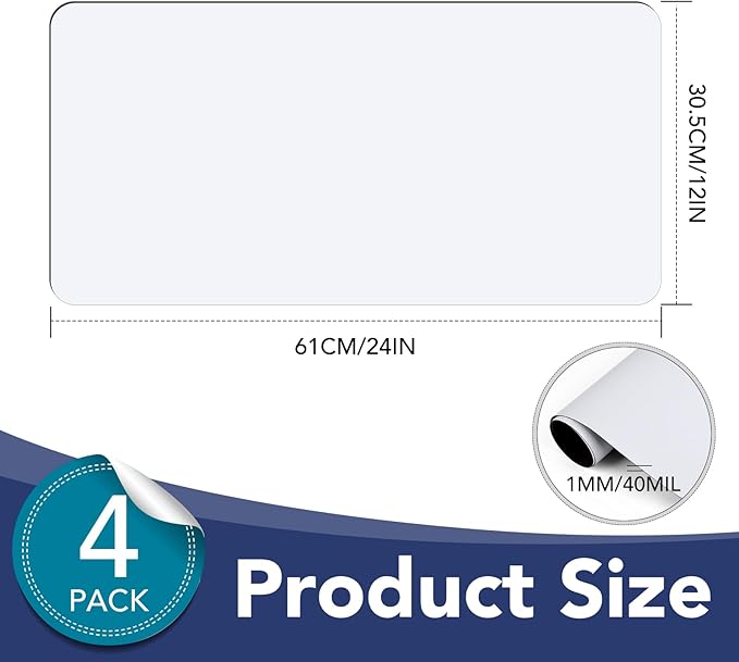 DIYMAG 4Pcs Blank Car Magnets,Door Magnet Rounded Corners Magnetic Set for Vehicle to Advertise Business Cover Company Logo Prevent Cars Scratches Dents, White, 24/" x 12/" -4P