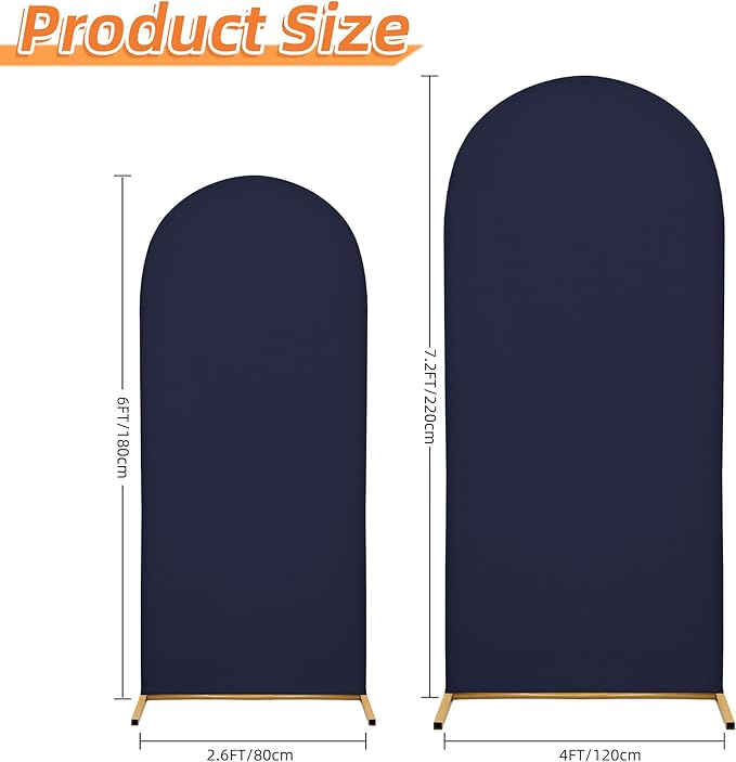 Wedding Arch Covers Arch Backdrop Cover Arch Stand Covers 7.2FT 6FT Set 2 Arch Cover Spandex Fabric Stretchy Backdrop for Wedding Birthday Party Decoration Baby Shower (Dark Blue)