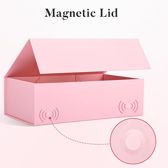 LIFELUM Pink Gift Box 13.85'' x 8.35'' x 4.45'' Gift for Wedding Large Gifts Boxes for Presents Cute Birthday Magnetic Box for Gifts with Luxury Filler,Card, Ribbon,Sticker 1 Pack