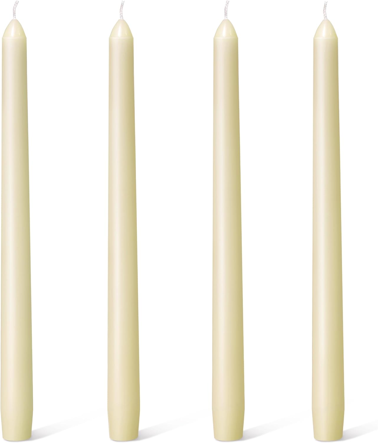 Everymoment Ivory Taper Candles - 4 Pack 10 Inch Candlesticks - Dripless & Smokeless Tapered Candle 8 Hours Unscented Cream Candle Sticks - Perfect for Wedding Holiday Dinner Party Home Decor