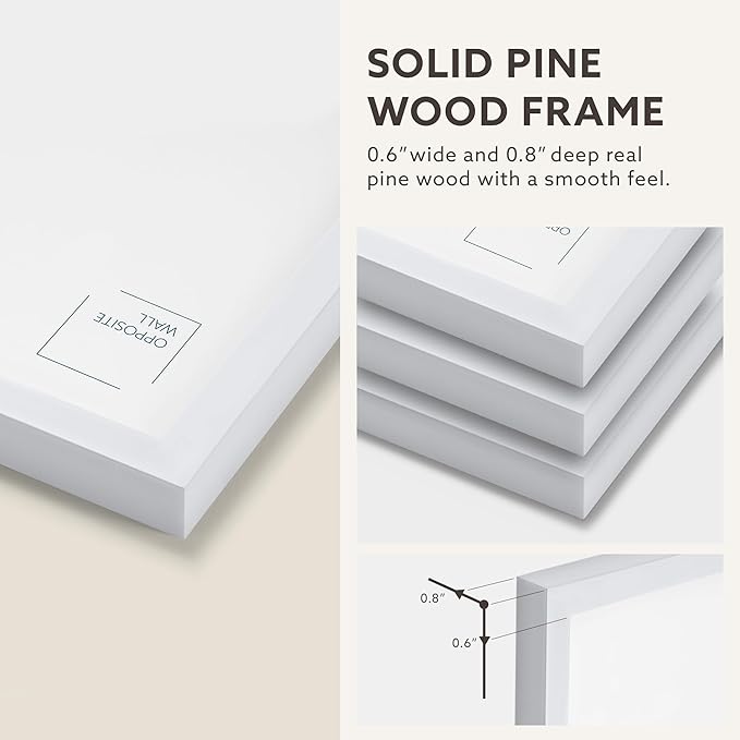 Opposite Wall - 18x24 in - White Solid Wood Picture Frame - Lightweight, Versatile & Shatterproof - Wall Hanging Poster or Photo Frame - Wall Decor for Office, Gallery & Home