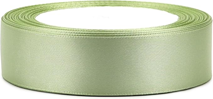 Pale green Solid Satin Ribbon 1 Inch 25 Yards Solid Polyester Fabric Ribbon for Gift Wrapping Wedding Christmas Baby Shower Birthday Party Decoration Handmade Immortal Flower Craft