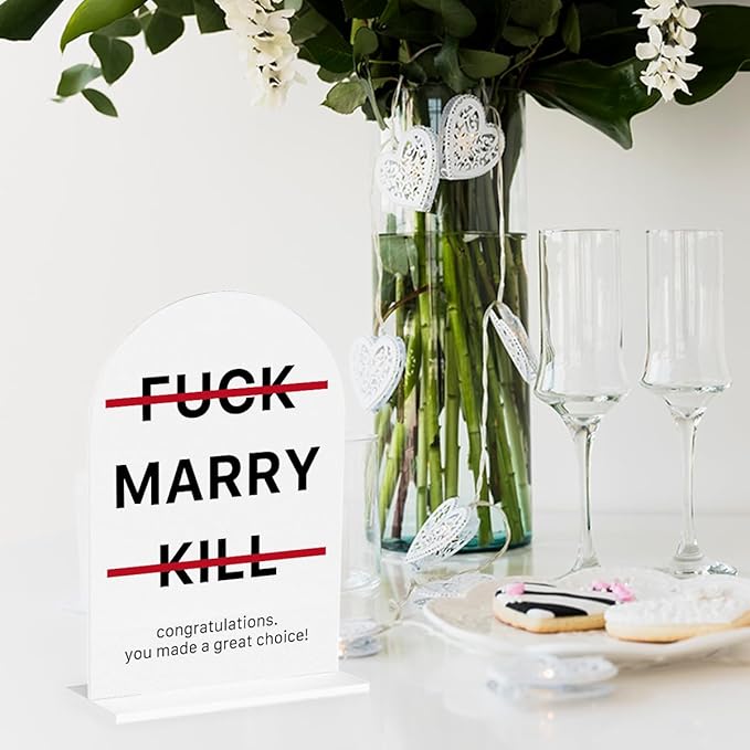 Funny Wedding Gifts for Newlyweds Couples Bridal Shower Gifts for Bride and Groom Bride to be Gift Marriage Engagement Gift Clear Acrylic Desk Decor Sign for Home Office 7 x 5 Inches
