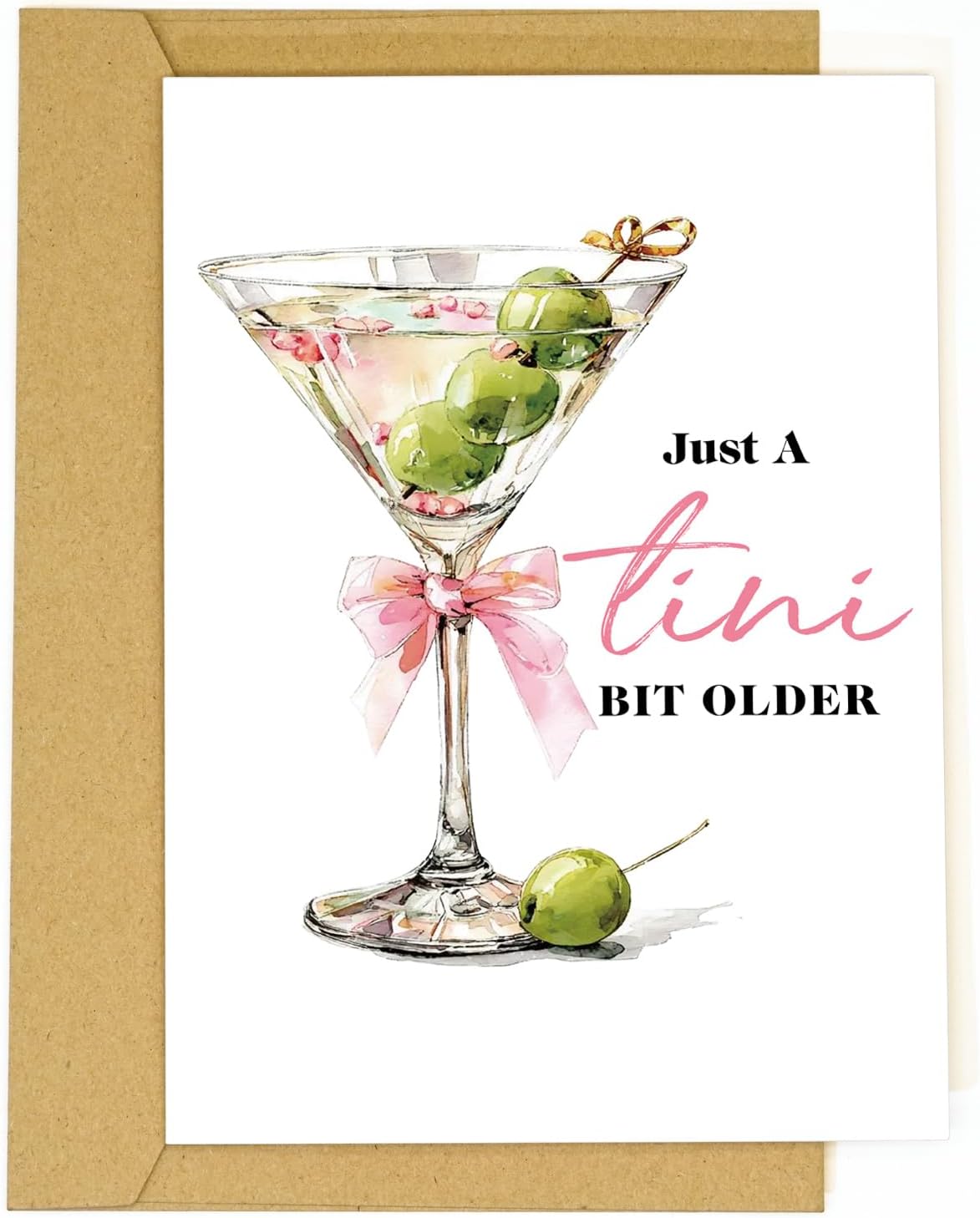Espresso Martini Birthday Card-Funny Coffee & Cocktail Greeting Card for Women Best Friend Sister Daughter Wife-A Tini Bit Older Birthday Gift (Water-color-Tini-1)