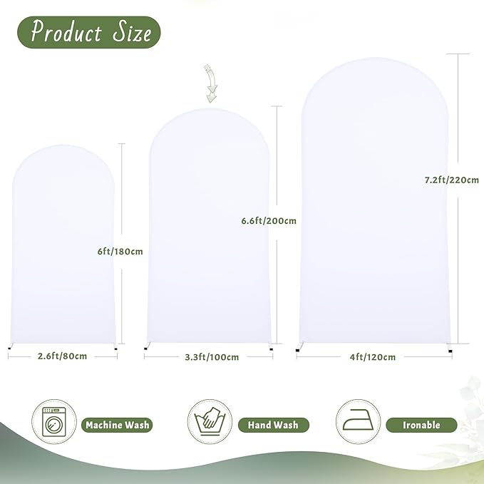 6.6FT White Arch Backdrop Cover - Polyester Fitted Wedding Arch Stand Covers Round Top Chiara Arch Backdrop Cover for Birthday Party Banquet Photo Background Decoration