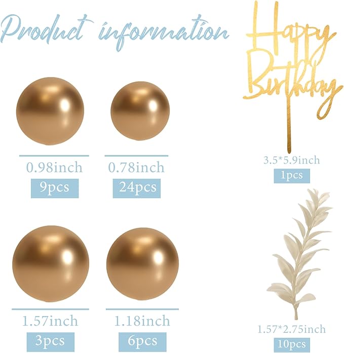 MIAHART Ball Cake Toppers Boho Grass Cake Topper Ball Cake Insert Decoration for Birthday Wedding Baby Shower Party Decorations Boho Themed Party Supplies (Gold)