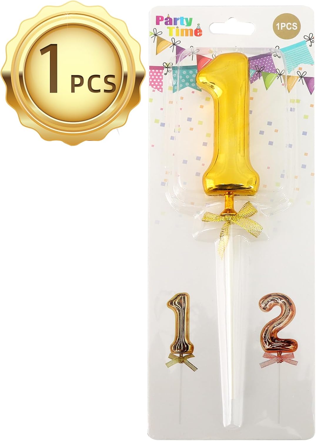 BEISHIDA 3D Number Cake Topper Gold 1 Numbers Happy Birthday Cake Topper 1st Birthday Cake Toppers for Party Wedding Anniversary Decorations(1Pcs Only)