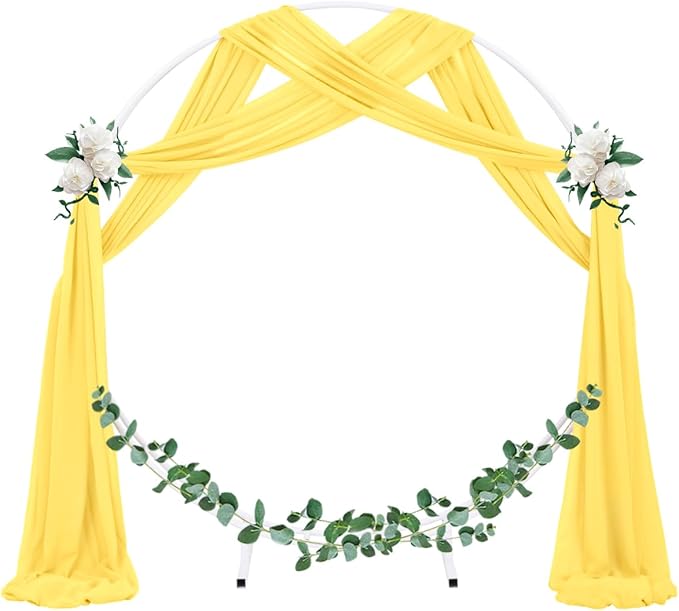 Socomi Wedding Arch Draping Fabric 1 Panel 29" x 19Ft Sheer Chiffon Curtain Drapes 6 Yards for Wedding Ceremony Birthday Party Decoration Yellow Gold