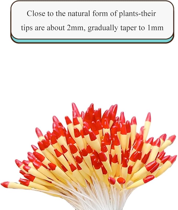 HAHIYO 700Pcs 2mm Yellow and Red Matte Double Head Flower Stamen Pistil for Flower Making Scrapbook Decoration Handmade Artificial Flowers Pistil Matt-Like Floral Stamens Flowers Pollen Stamen