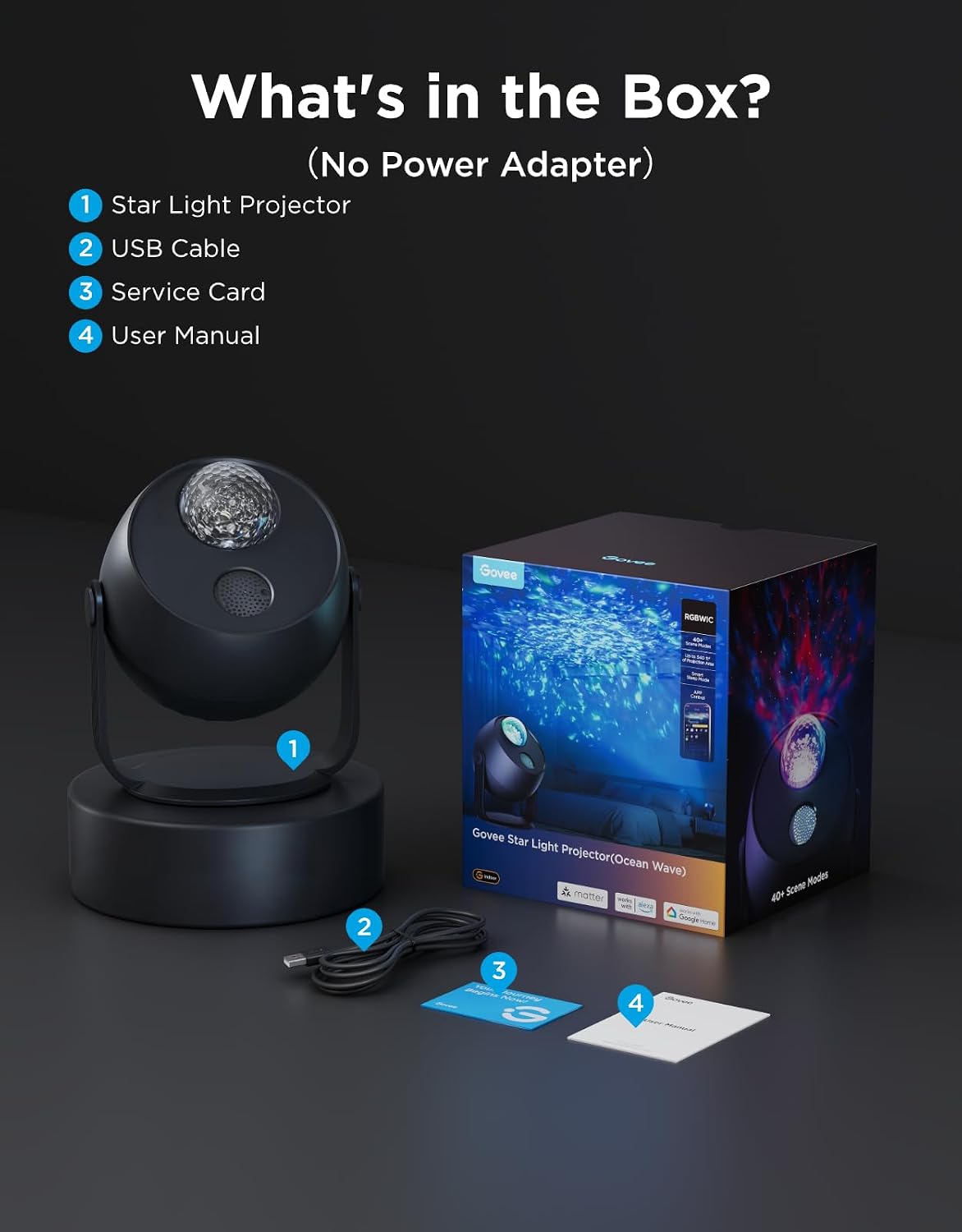 govee star light projector with ocean wave ripple, front angle view