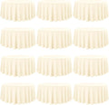 12 Pack 120 Inch Round Tablecloth, Beige Polyester Fabric Table Cloth for Round Table, Washable Tablecover for Wedding Party Dining Buffet Banquet Restaurant and Camping