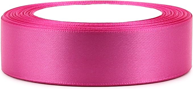Hot Pink Solid Satin Ribbon 1 Inch 25 Yards Solid Polyester Fabric Ribbon for Gift Wrapping Wedding Christmas Baby Shower Birthday Party Decoration Handmade Immortal Flower Craft