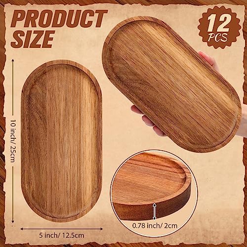 geetery 12 pcs acacia wooden serving trays 10 shown in use