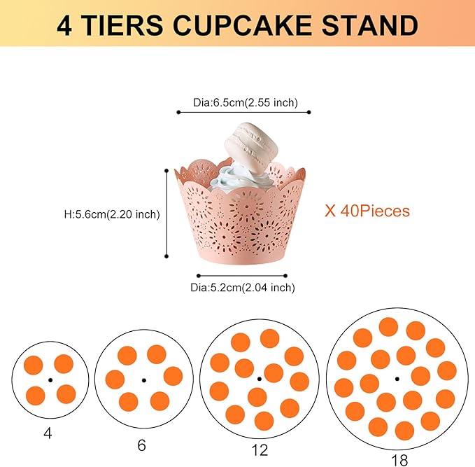 Boxalls Cupcake Stand, 4 Tier Round Acrylic Cupcake Display Stand Holder, Clear Dessert Pastry Tower for Wedding, Birthday, Theme Party, Baby Shower