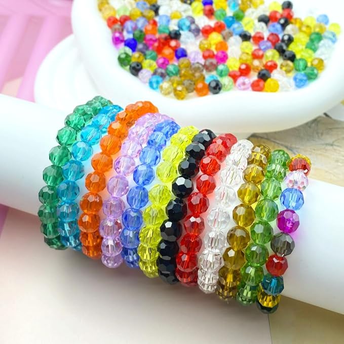50 PCS 10mm Crystal Glass Beads Round Multiple Faceted Loose Spacer Glass Beads for DIY Handcrafte Bracelet Necklace Earring Jewelry Making(Light Green)