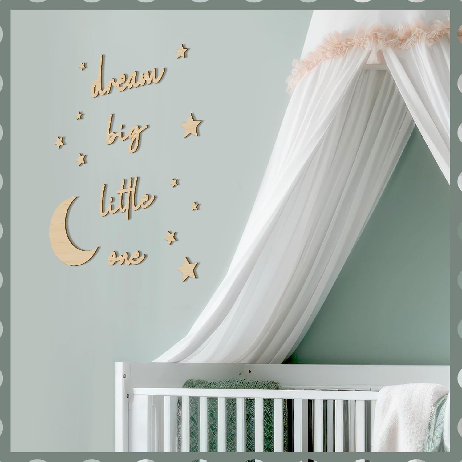 Briwooody 15 Pcs Moon and Stars Nursery Decor Dream Big Little One Wall Decor Boho Neutral Babyroom Wall Art Nursery Sign for Boys Girls Bedroom Home Farmhouse Living Playroom(Wood Color)