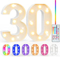 Pooqla 30th Birthday Decorations for Her Him, 35 Colors LED Light Up Numbers with Remote, Multicolor Marquee Numbers 30 Sign for Party Wedding Anniversary Decor 30th Birthday Gift, Number 30