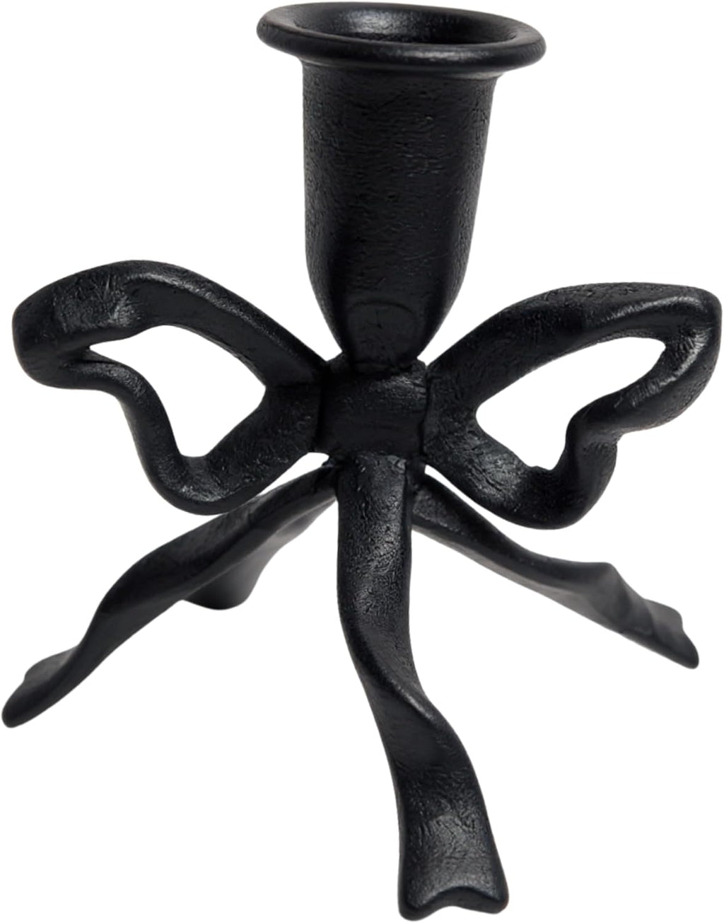 Bow Candle Holder, Bow Metal Taper Candle Holder 5" H x 4.81 W, Gold, Black, Decorative Candle Holders for Centerpiece, Table, Wedding (Black)