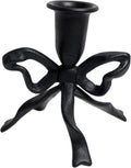 Bow Candle Holder, Bow Metal Taper Candle Holder 5" H x 4.81 W, Gold, Black, Decorative Candle Holders for Centerpiece, Table, Wedding (Black)