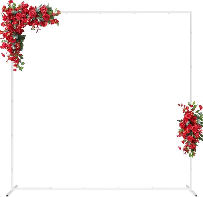 6.6FT x 6.6FT White Wedding Arches for Ceremony Rectangular Metal Balloon Arch Stand Kit Garden Floral Square Arch Frame Background for Anniversary Birthday Party Bridal Shower Decoration Home Decor