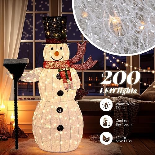 vingli 5ft outdoor snowman christmas decorations, lighted outdoor, side view