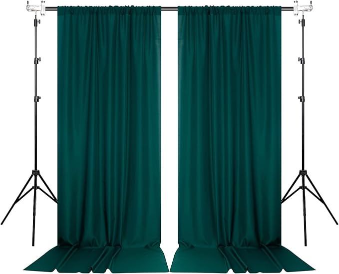 MYSKY HOME 10ft x 10ft Curtains Hunter Green Backdrop Curtains for Parties Wedding Stage Curtains Rod Pocket Sliding Drapes Backdrop Curtain for Baby Showers, Birthday, 5ft x 10ft, 2 Panels