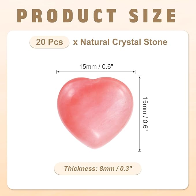 PATIKIL 20 Pcs Natural Heart Shaped Crystal Stone, 0.6 Inch Mini Polished Love Gemstone Crystal, Pocket Rock Engraved Worry Stones for Women Gifts Meditation, Watermelon Red