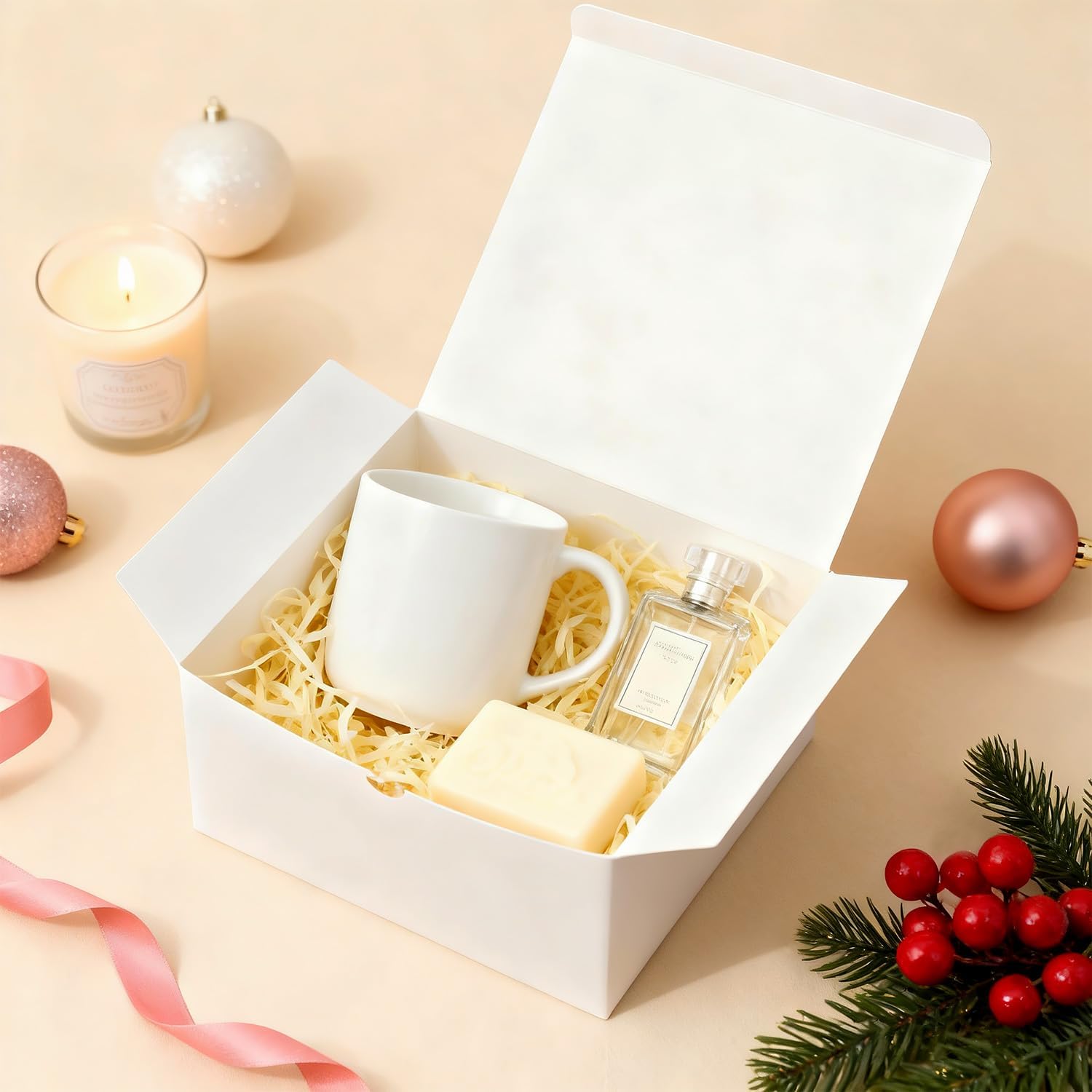 Frantis 12 Pack White Gift Boxes, 8x8x4in Gift Box with Lids, DIY Bridesmaid Proposal Box, Recyclable,Foldable Box for Wedding, Party Favors