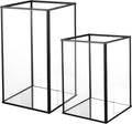 Phosphor Hurricane Camdle Holder Set of 2 Pieces, Black Glass Candle Holder for Wedding, Party, Holiday.