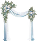 Artificial Arch Flowers Kit(Pack of 4),2Pcs Artificial Flower Arch Decor, 2Pcs Drapes, Ceremony and Reception Background Rose Decoration, Grayish Blue Floral Outdoor Party Decor