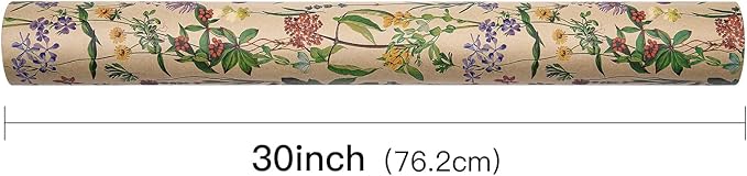 RUSPEPA 30" X 100' Wildflower Floral Wrapping Paper Large Kraft Paper Roll for Women, Jumbo Roll, Herbal Kraft Wrapping Paper for Christian Gifts, Birthdays, Weddings, Bridal Shower and Engagement