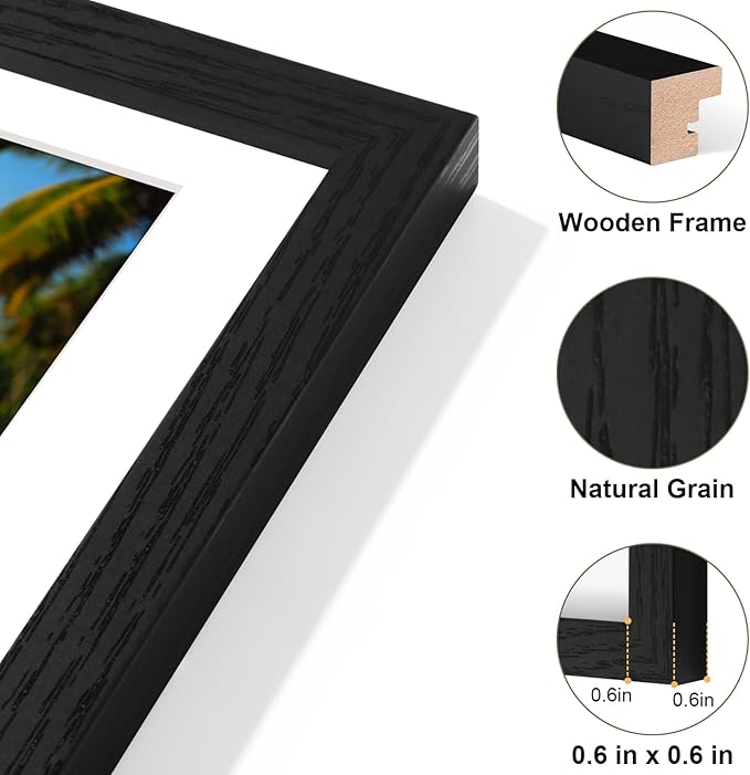 Vittanly 8.5x11 Collage Picture Frame, Displays 2Pcs 5x7 Pictures with Mat, Picture Frames Collage Wall Decor for Horizontal or Vertical Display, Black, 1 Pack