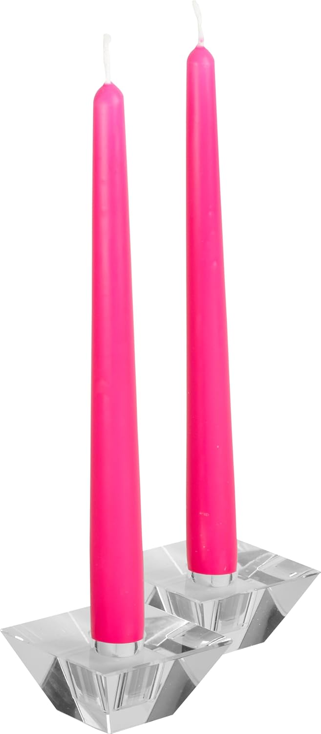 Hyoola Tall Taper Candles - 10 Inch Hot Pink Fuchsia Unscented Dripless Taper Candles - 8 Hour Burn Time - 4 Pack