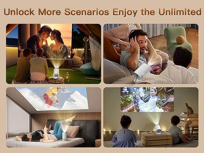 WEMI Smart Minin Projector with Wifi and Bluetooth for Indoor and Outdoor Activities (OptiBarrel 500)