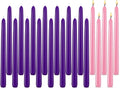 20 Pack Advent Candle Set, 15 Purple 5 Pink Taper Candles, 10 Inch Smokless and Dripless Candlesticks for Advent Christmas and Seasonal Celebration