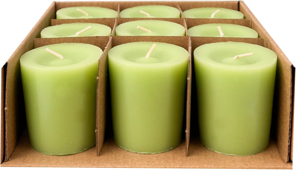 Scented Votive Candles Set of 9 – CW Studio 12 Hour Burn, Sweet Pea & Peony, Citrus Blossom, Garden Mint Fragrances – Pastel Pink, Yellow & Green – Aromatherapy Home Candles in Kraft Paper Gift Box