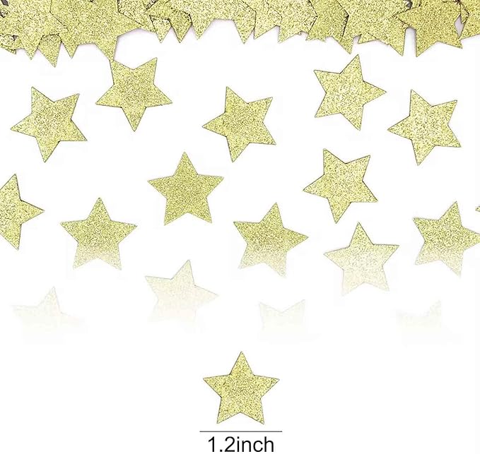 Glitter Star Confetti for Party and Tables Decoration,Baby Shower Birthday Wedding Graduation Retirement Bachelor Party,1.2inch in Diameter,200pc