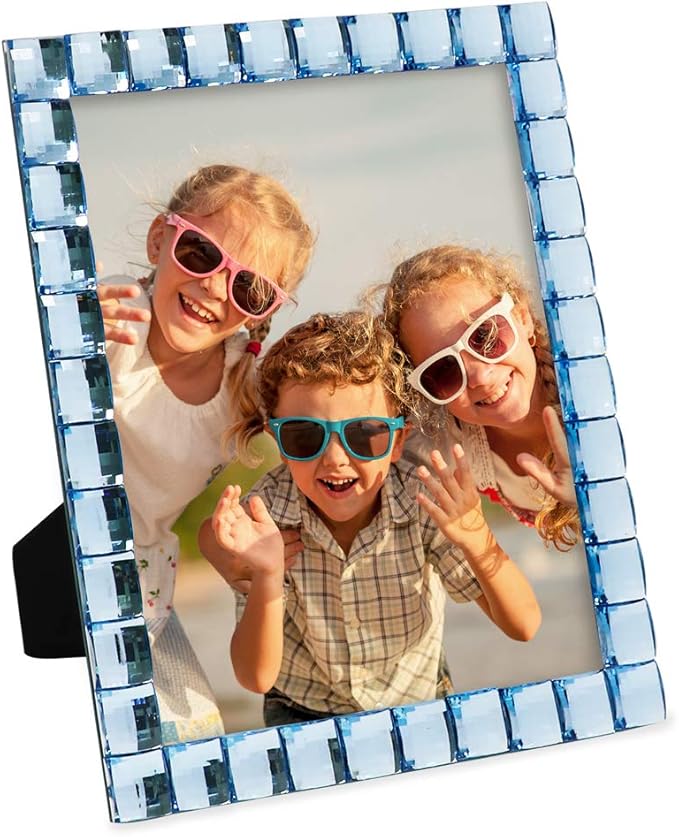 Isaac Jacobs Decorative Sparkling Light Blue Jewel Picture Frame, Photo Display & Home Décor (8x10, Light Blue)