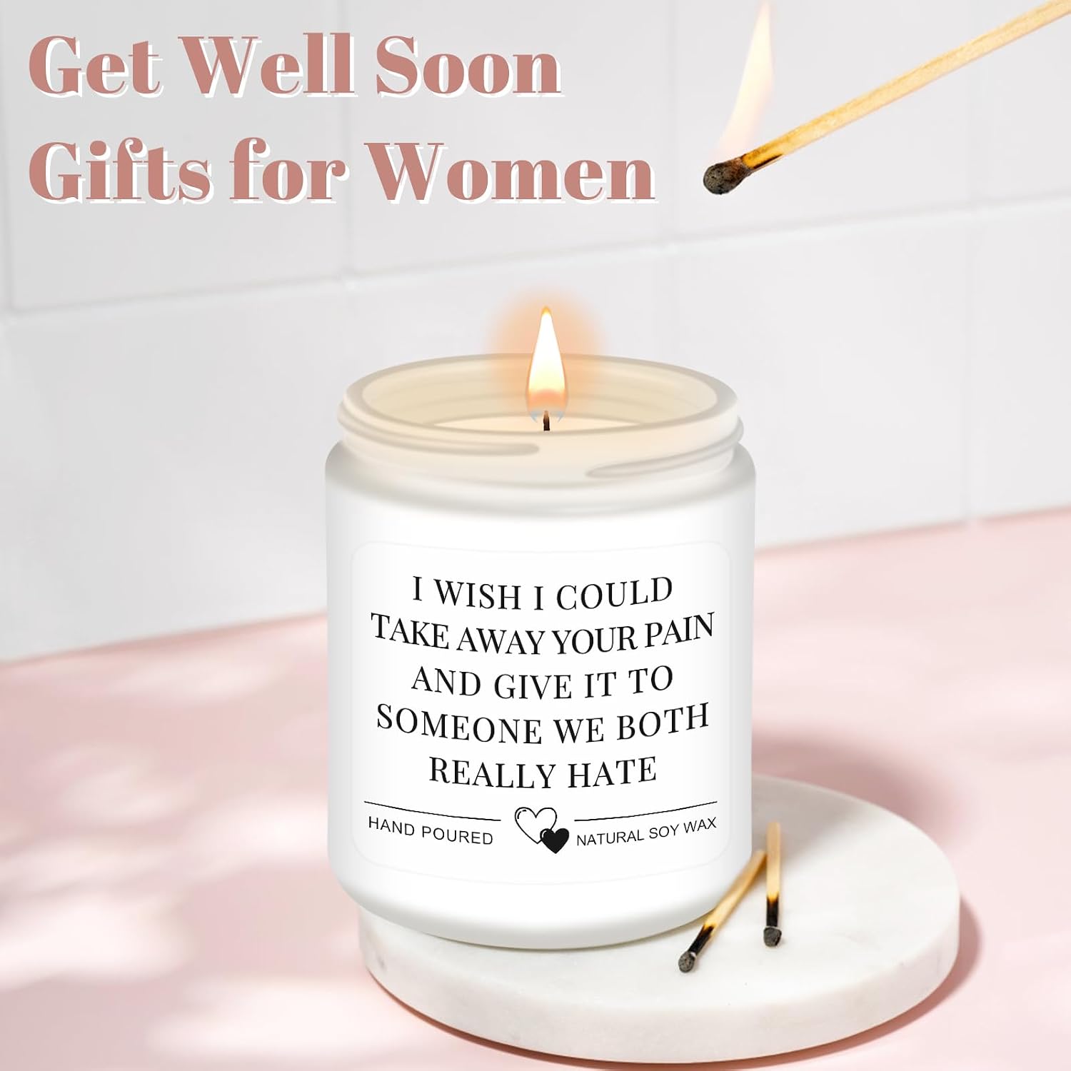 Homsolver Get Well Soon Gifts for Women, After Surgery Gifts, Feel Better, Cheer Up,Cancer,Get Well, Grieving Gift for Women, Friend, Family, Coworker, Wish Scented Candle