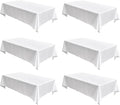 Fitable Faux Linen White Tablecloths for Rectangle Tables - 60 x 84 Inch - 6 Pack Fabric Textured Folding Table Clothes Faux Burlap 4 Ft Table Covers for Wedding, Party, Banquet, Birthday