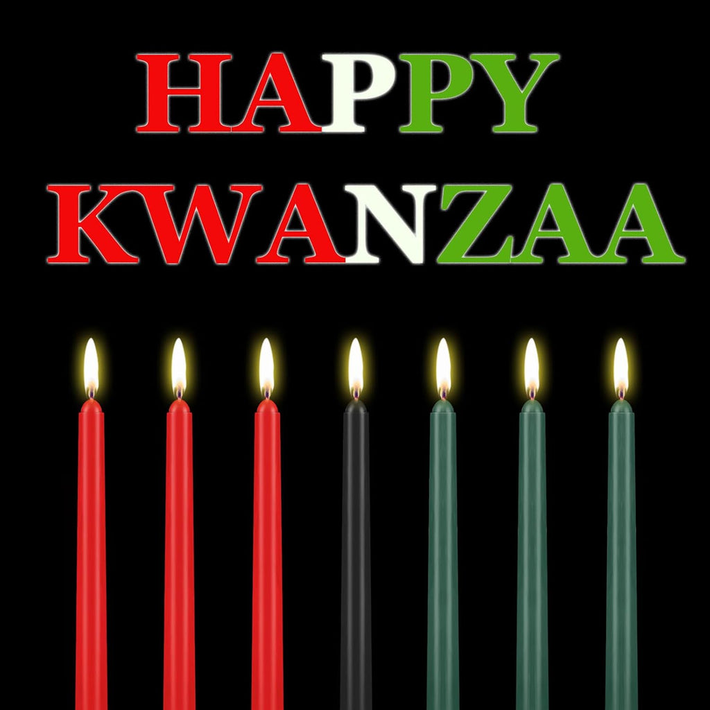 Zubebe 10 Pcs Kwanzaa Kinara Set 3 Red 3 Green 1 Black Kwanzaa Candle Set Kinara Bamboo Table Mat Candle Holder Wooden Wine Goblet for Celebration Decoration(Red Green Black)