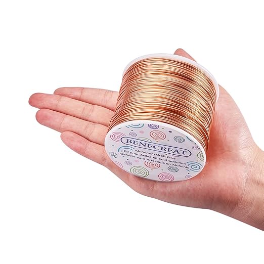 BENECREAT 17 Gauge Jewelry Craft Aluminum Wire 380 Feet Bendable Metal Sculpting Wire for Craft Floral Model Skeleton Making, Copper Tone