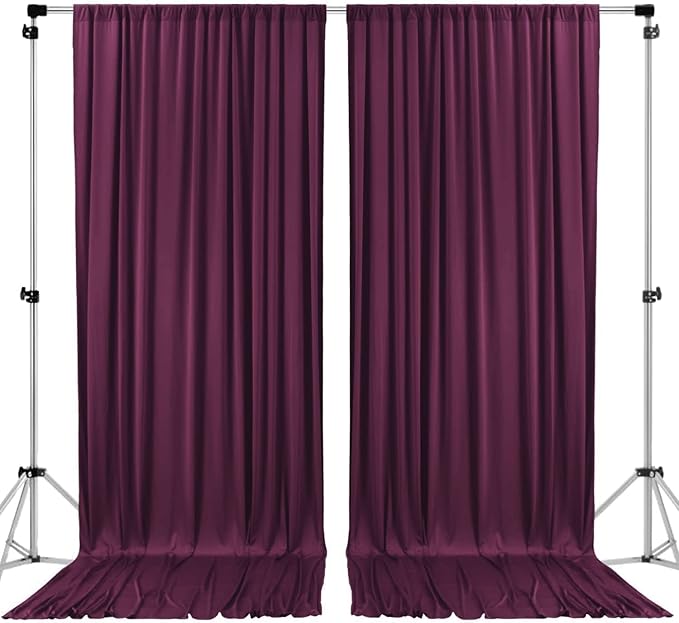 AK TRADING CO. 10 feet x 8 feet IFR Polyester Backdrop Drapes Curtains Panels with Rod Pockets - Wedding Ceremony Party Home Window Decorations - Eggplant Purple