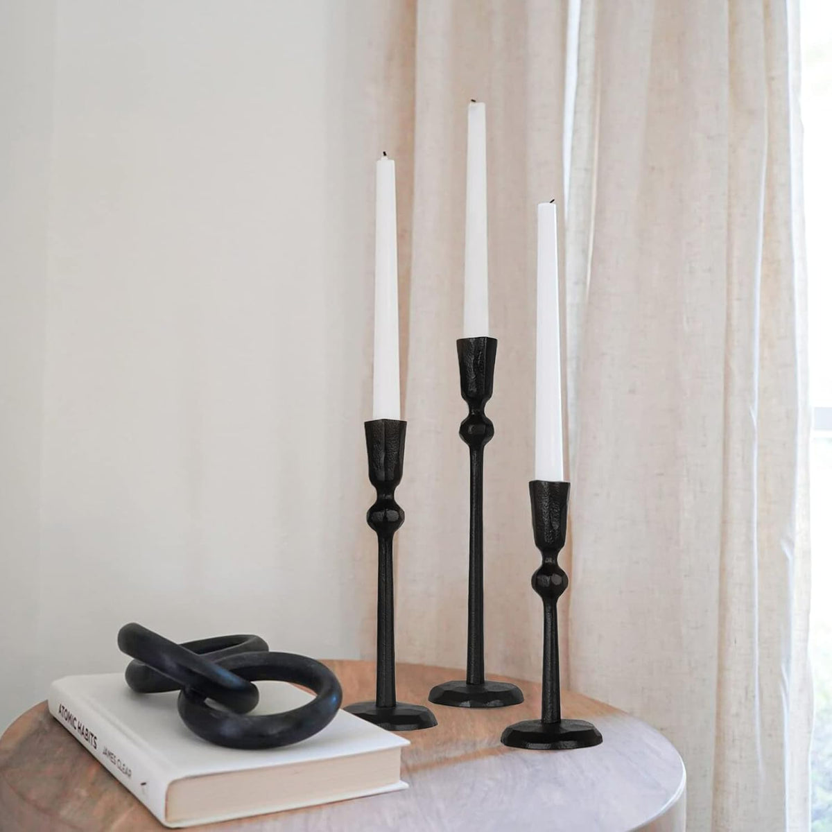 Iron Taper Candle Holder - Set of 3 Decorative Candle Stand