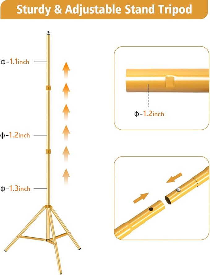 10ft x 7ft - Titanium Gold Adjustable Photography Backdrop Support System Photo Video Studio Background Stand Kit with Carry Bag for Portrait & Studio Photography
